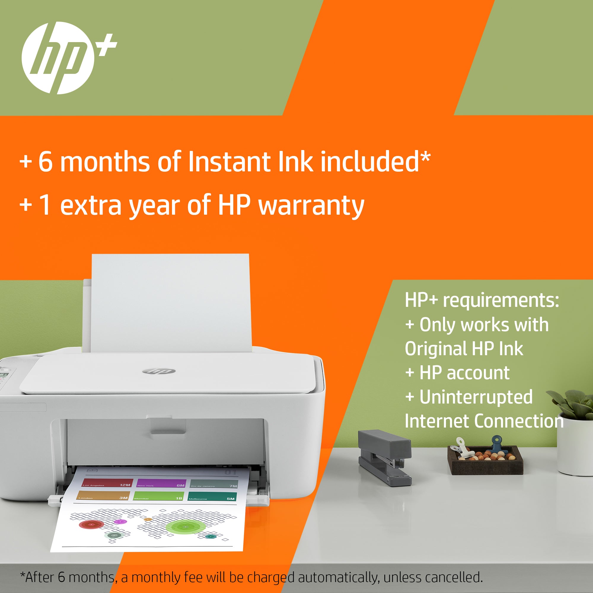 HP DeskJet 2710e Wireless All-in-One Color Printer, Instant Ink; Copier, Scanner 26K72B#629