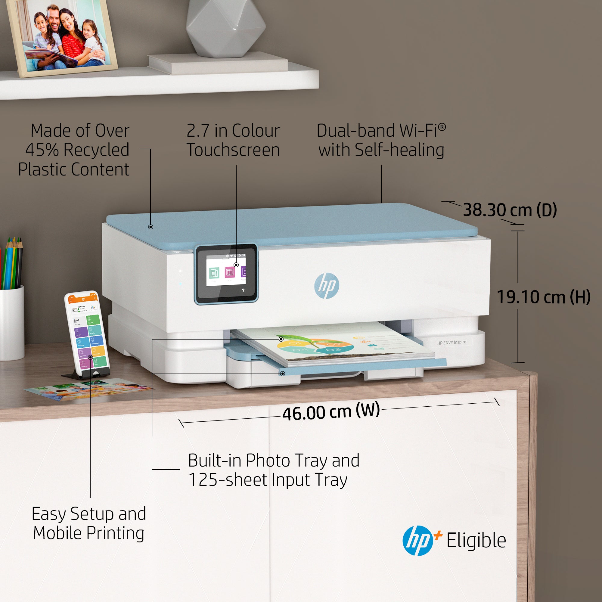 HP ENVY Inspire 7221e Draadloos All - in - One Kleur Printer, Instant Ink; Foto's printen 2H2N1B629 - Compridis