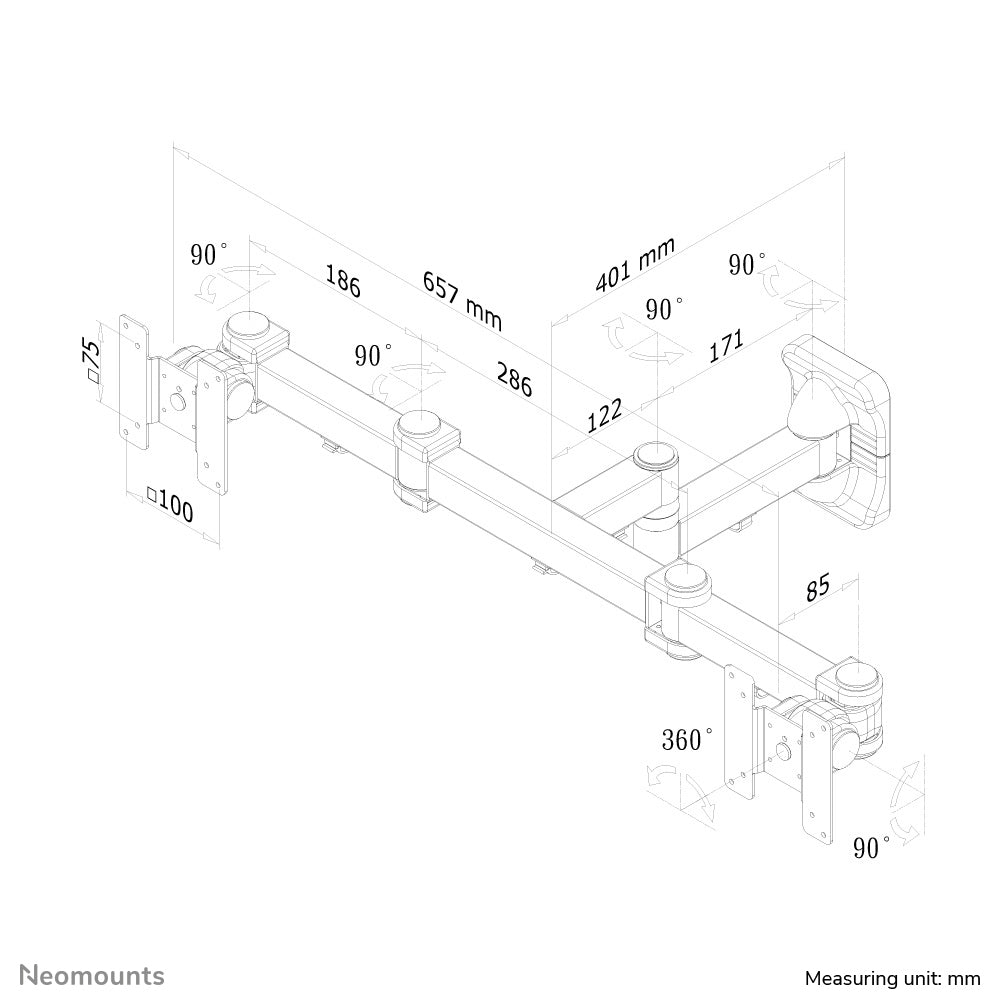 Neomounts FPMA-W960D Dual monitor/TV mount wall 10-27" - full motion FPMA-W960D