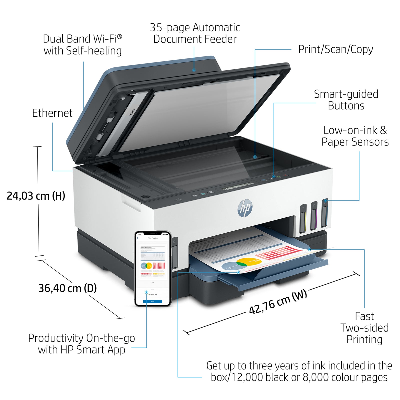 HP Smart Tank 7306 Imprimante Tout-en-Un avec 3 ans d'encre