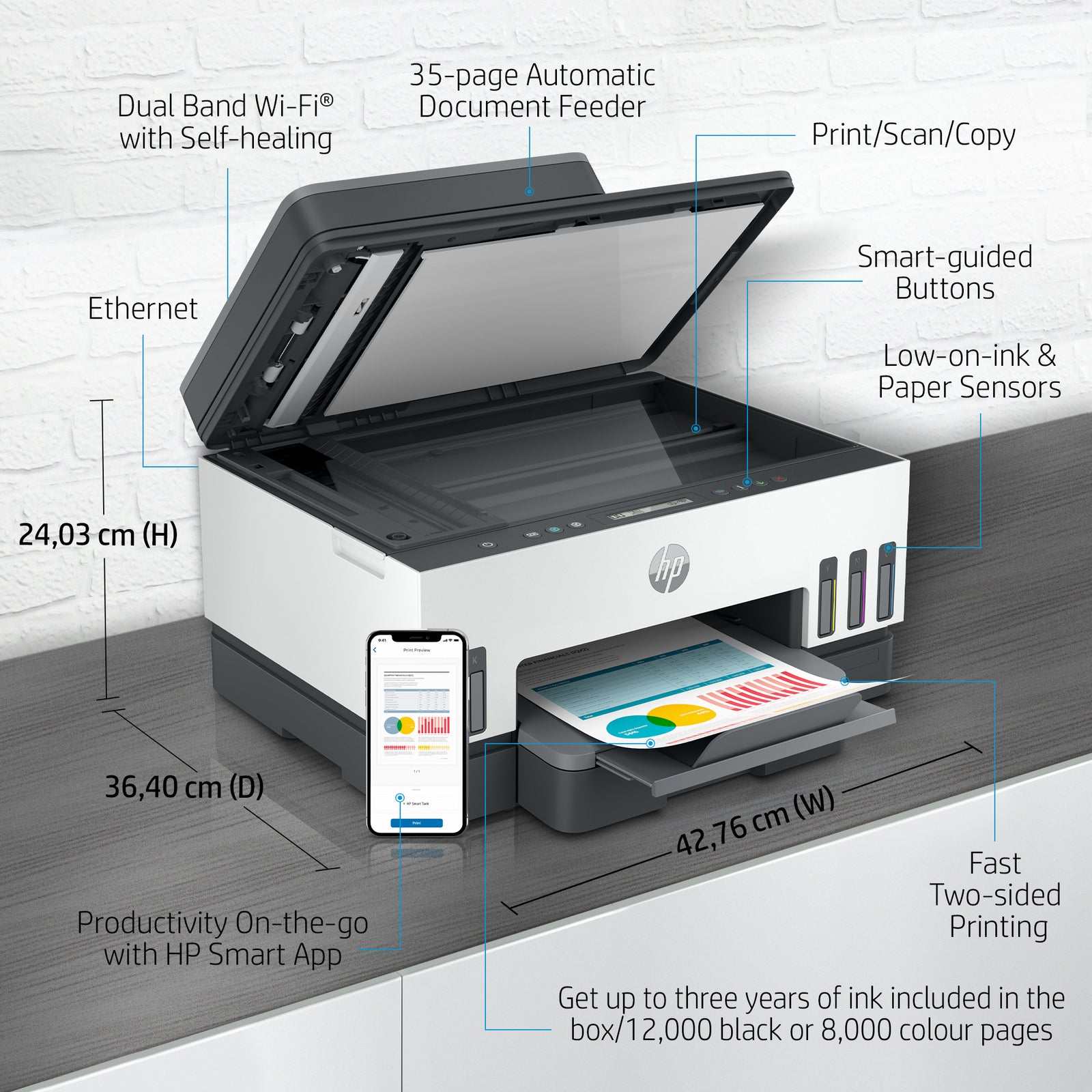 Imprimante tout-en-un HP Smart Tank 7305 avec connectivité sans fil