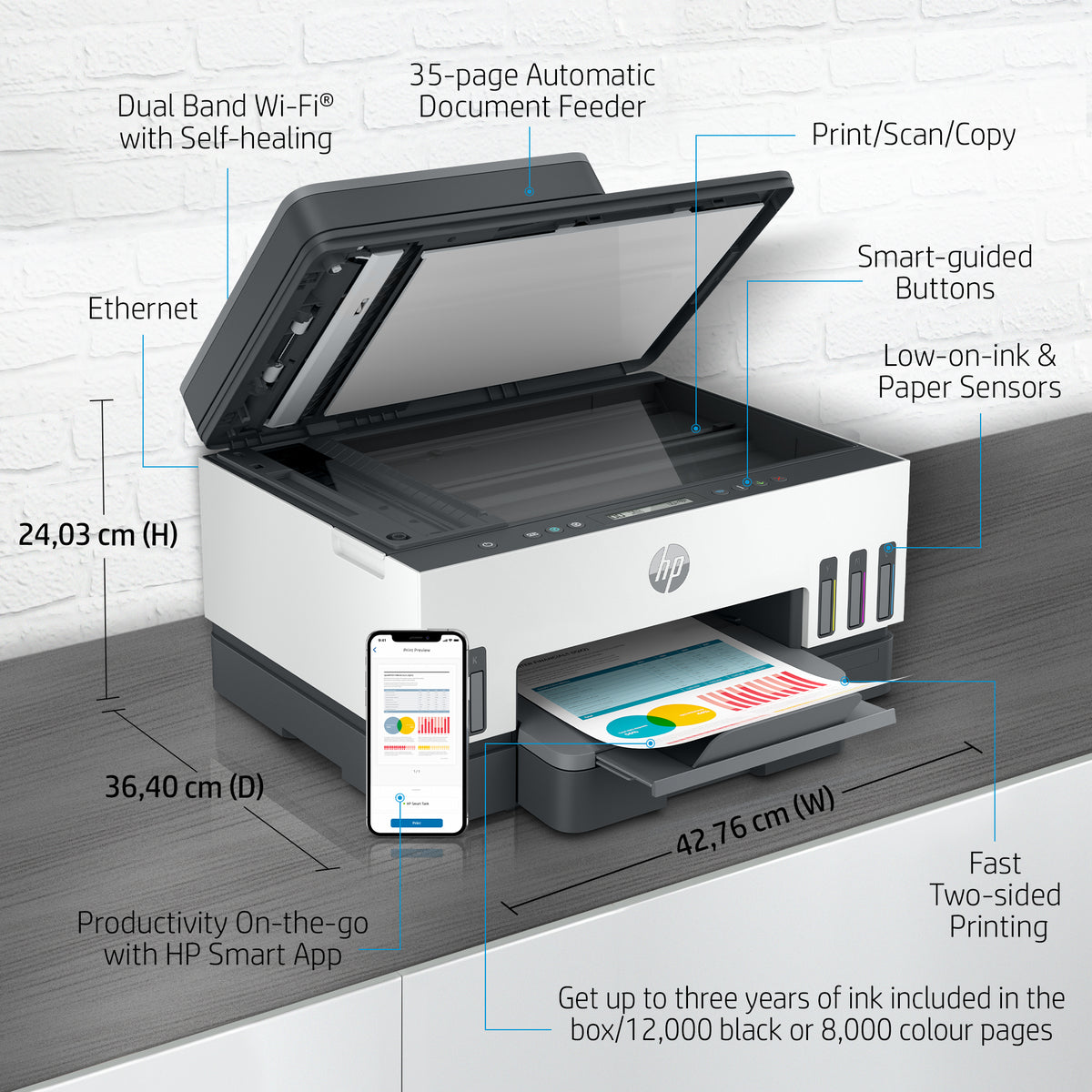 Imprimante tout-en-un HP Smart Tank 7305 avec connectivité sans fil