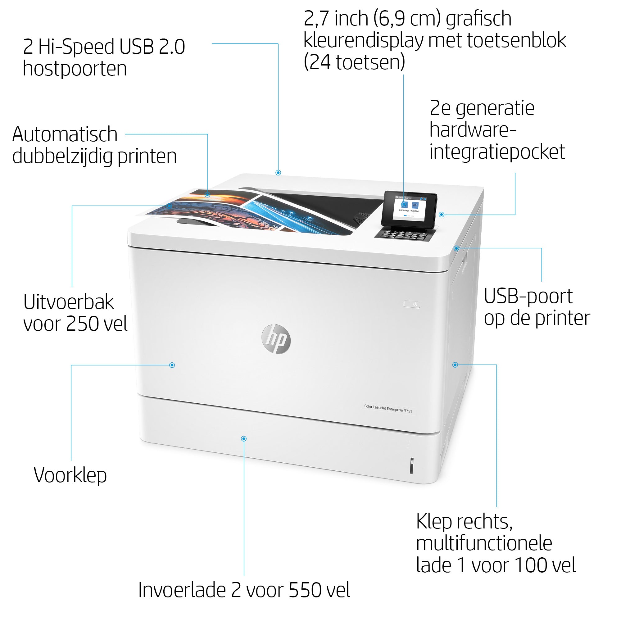 HP Color LaserJet Enterprise LaserJet Enterprise M751dn Couleur Imprimante, Ethernet uniquement; Recto verso T3U44A#B19