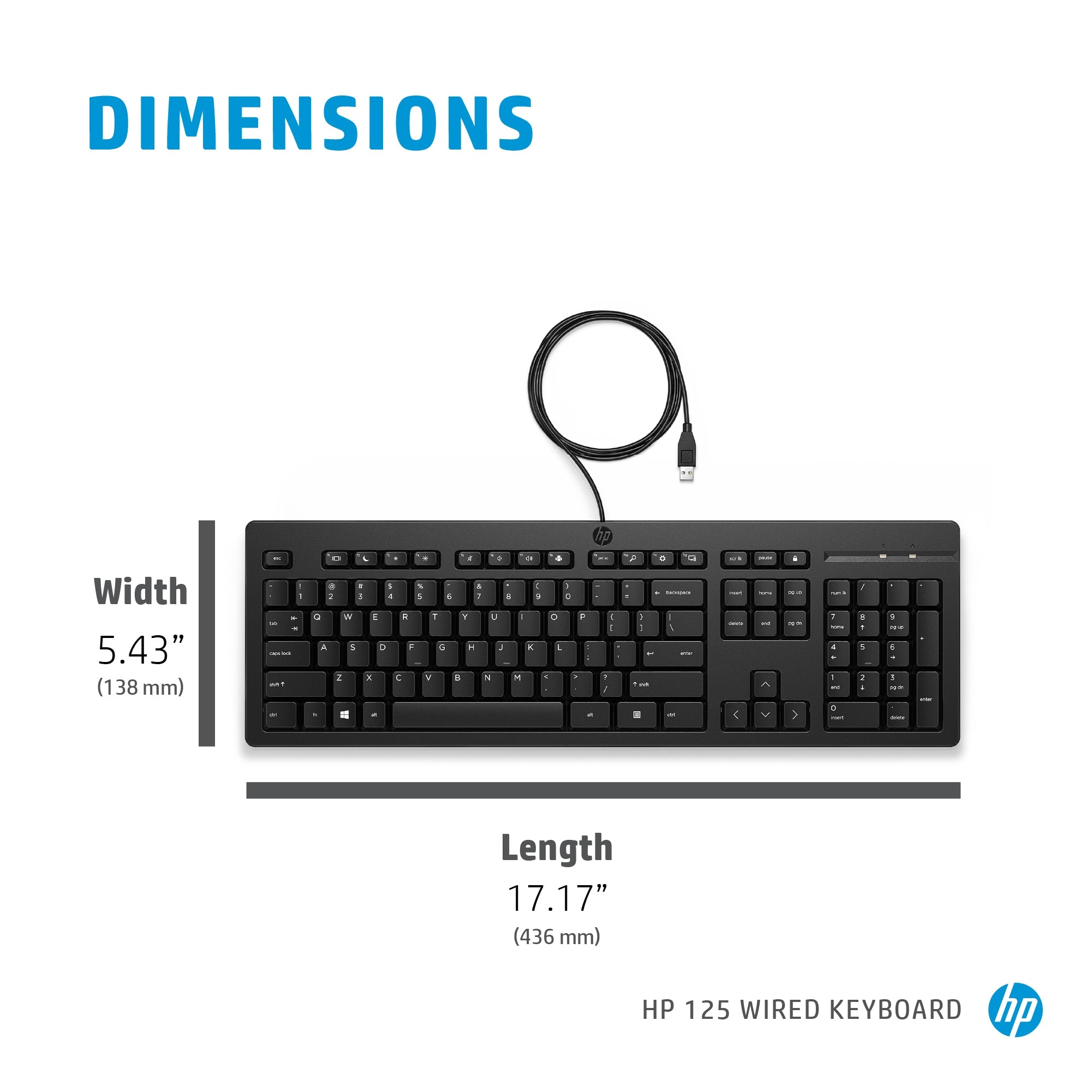 HP 125 toetsenbord QWERTY intl (USB bedraad) M27527 - L31 - Compridis