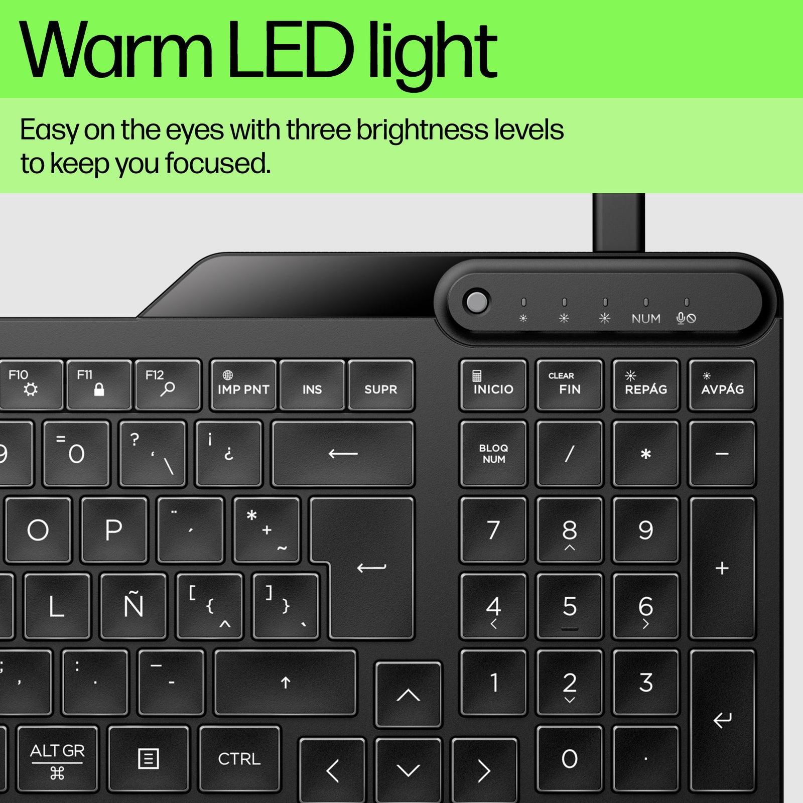 HP 400 Backlit Wired Keyboard 7N7C0AA#AC0