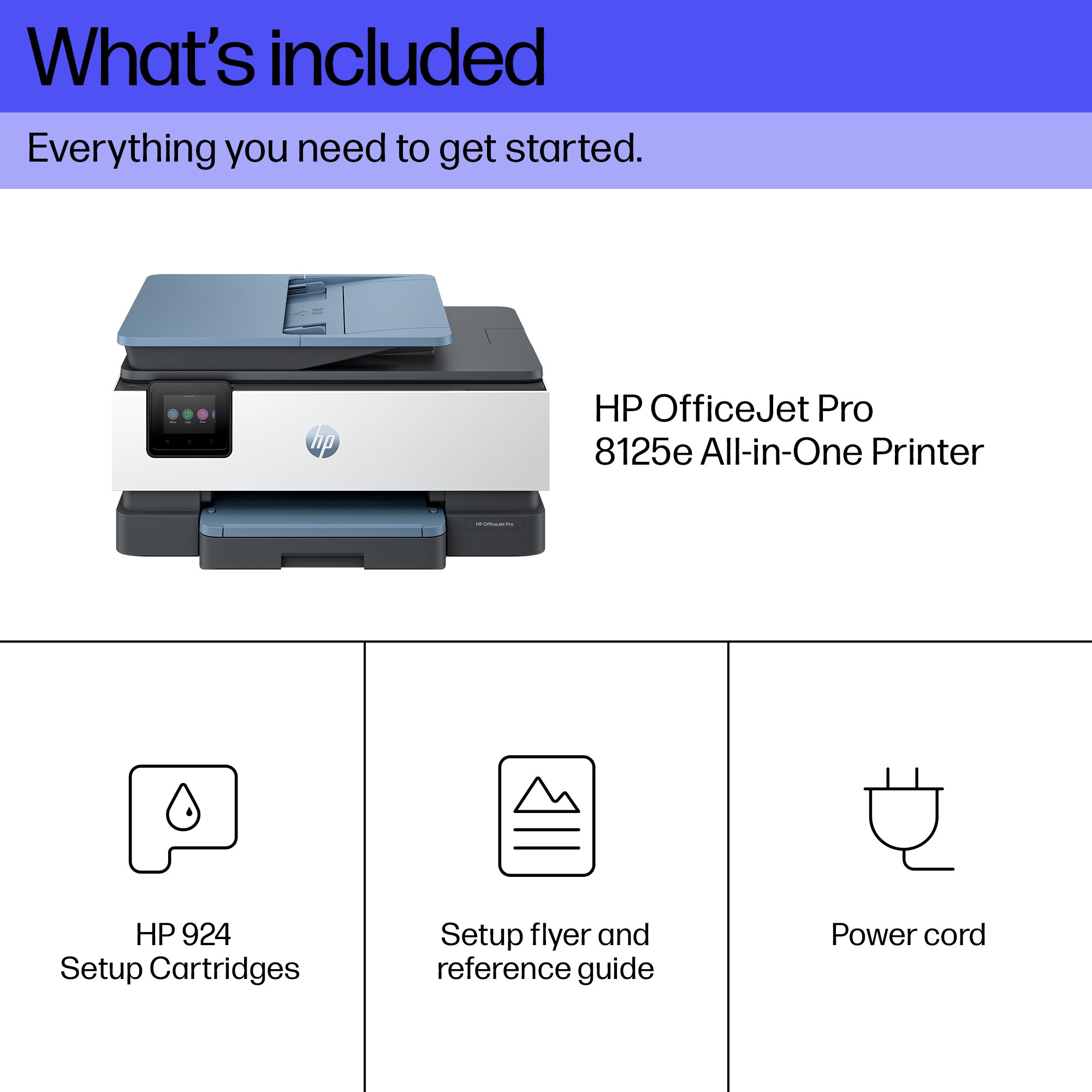 HP OfficeJet Pro 8125e Sans fil All-in-One Couleur Imprimante, Instant Ink; Impression recto-verso 405U8B#687