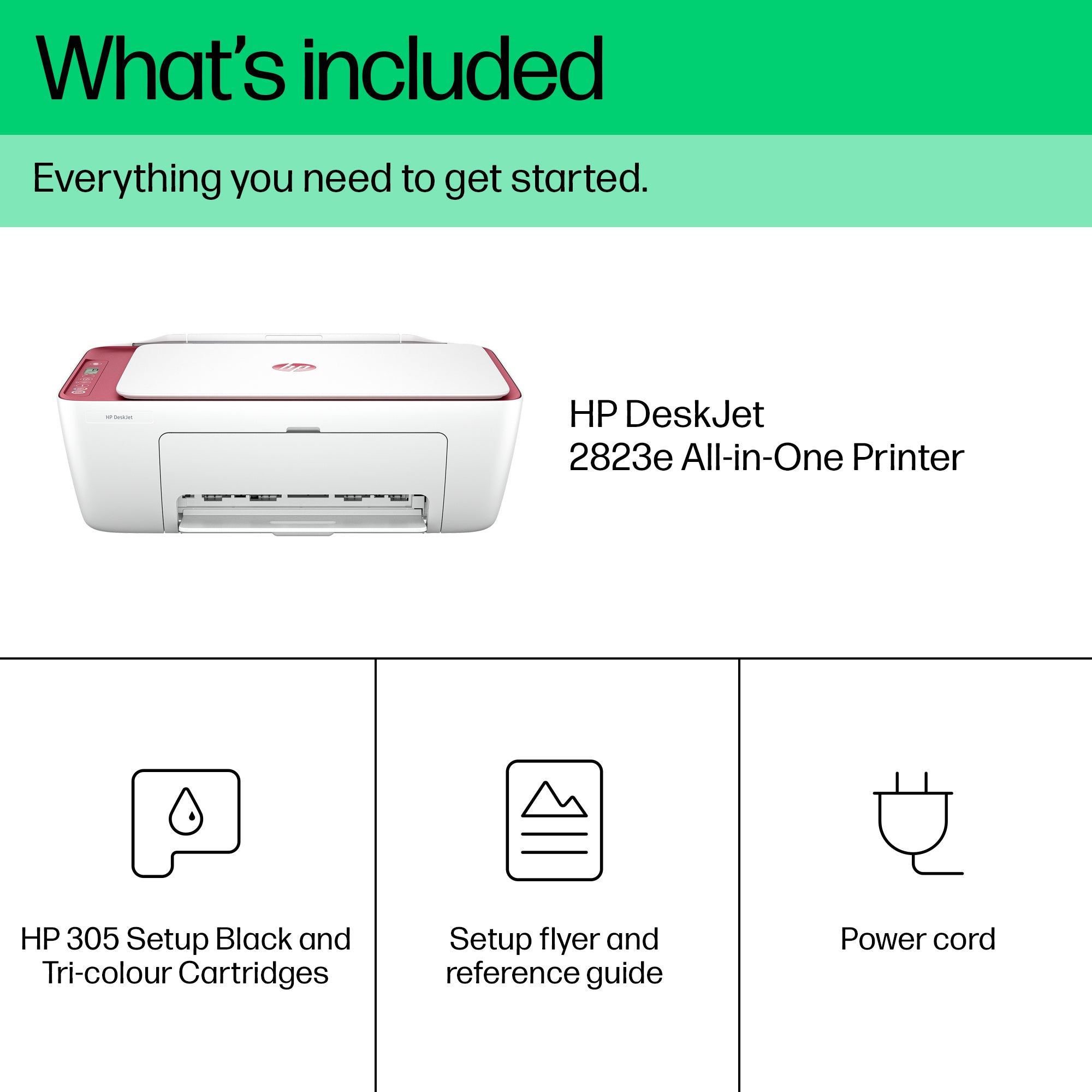 HP DeskJet 2823e Sans fil All-in-One Couleur Imprimante, Copieur, Scanner 588R6B#629