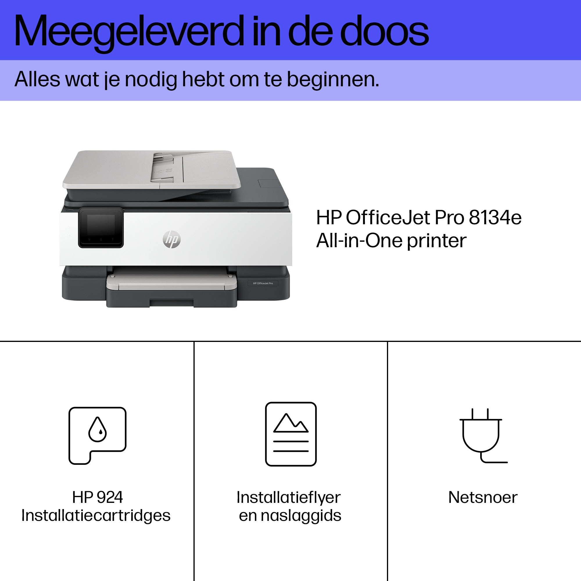 HP OfficeJet Pro 8134e Sans fil All-in-One Couleur Imprimante, Instant Ink; Impression recto-verso 40Q46B#629