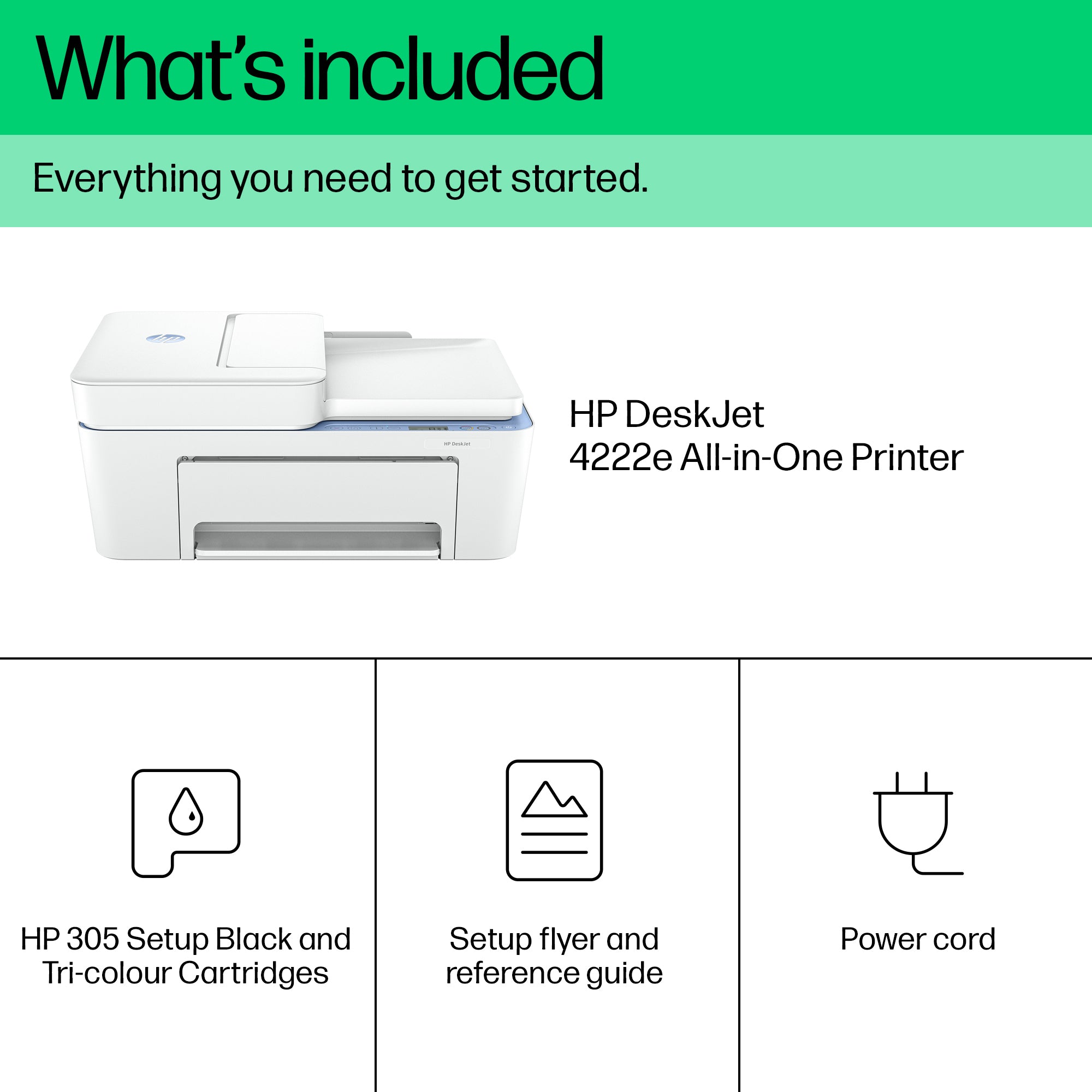 HP DeskJet 4222e Sans fil All-in-One Couleur Imprimante, Instant Ink; Copieur, Scanner 60K29B#629