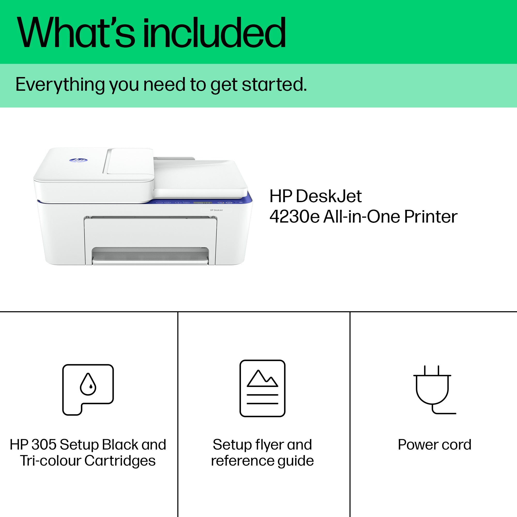 HP DeskJet 4230e Sans fil All-in-One Couleur Imprimante, Instant Ink; Copieur, Scanner 60K30B#629