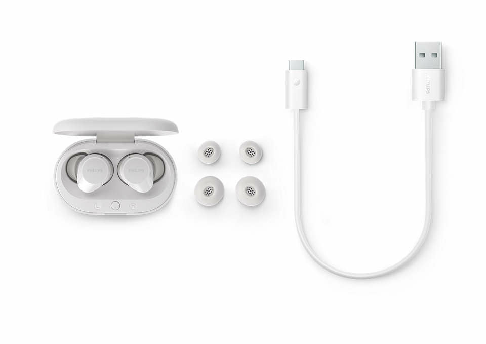 Philips TAT1209WT/00 écouteur/casque True Wireless Stereo (TWS) Ecouteurs Appels/Musique Bluetooth Blanc