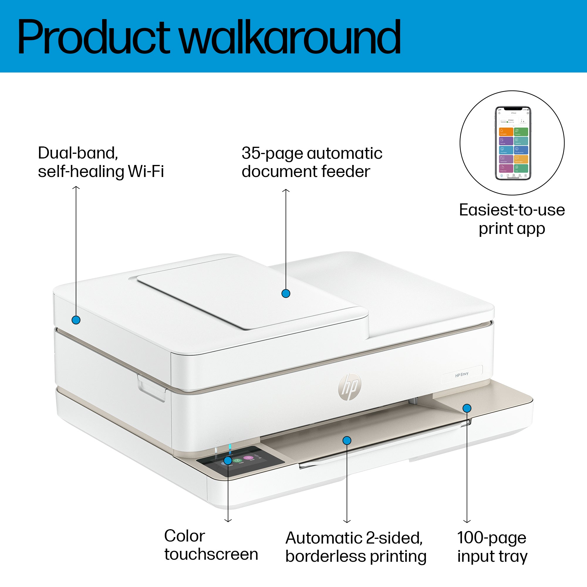 HP ENVY 6532e Sans fil All-in-One Couleur Imprimante, Instant Ink; Impression photo