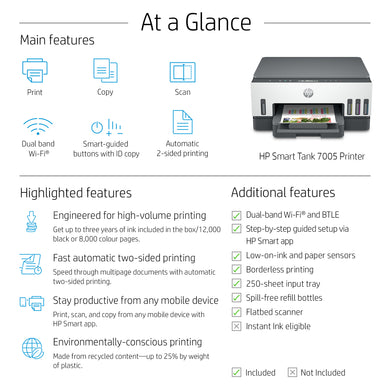 HP Smart Tank 7005 All-in-One Printer with 3 Years Ink