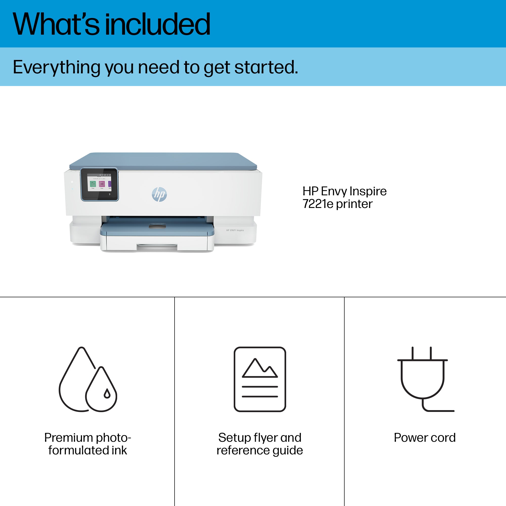 HP ENVY Inspire 7221e Sans fil All-in-One Couleur Imprimante, Instant Ink; Impression photo