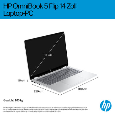 HP OmniBook 5 Flip 14-FP0077NG 14" Core 7 150U 16GB 1TB QWERTZ German BU9Q4EA