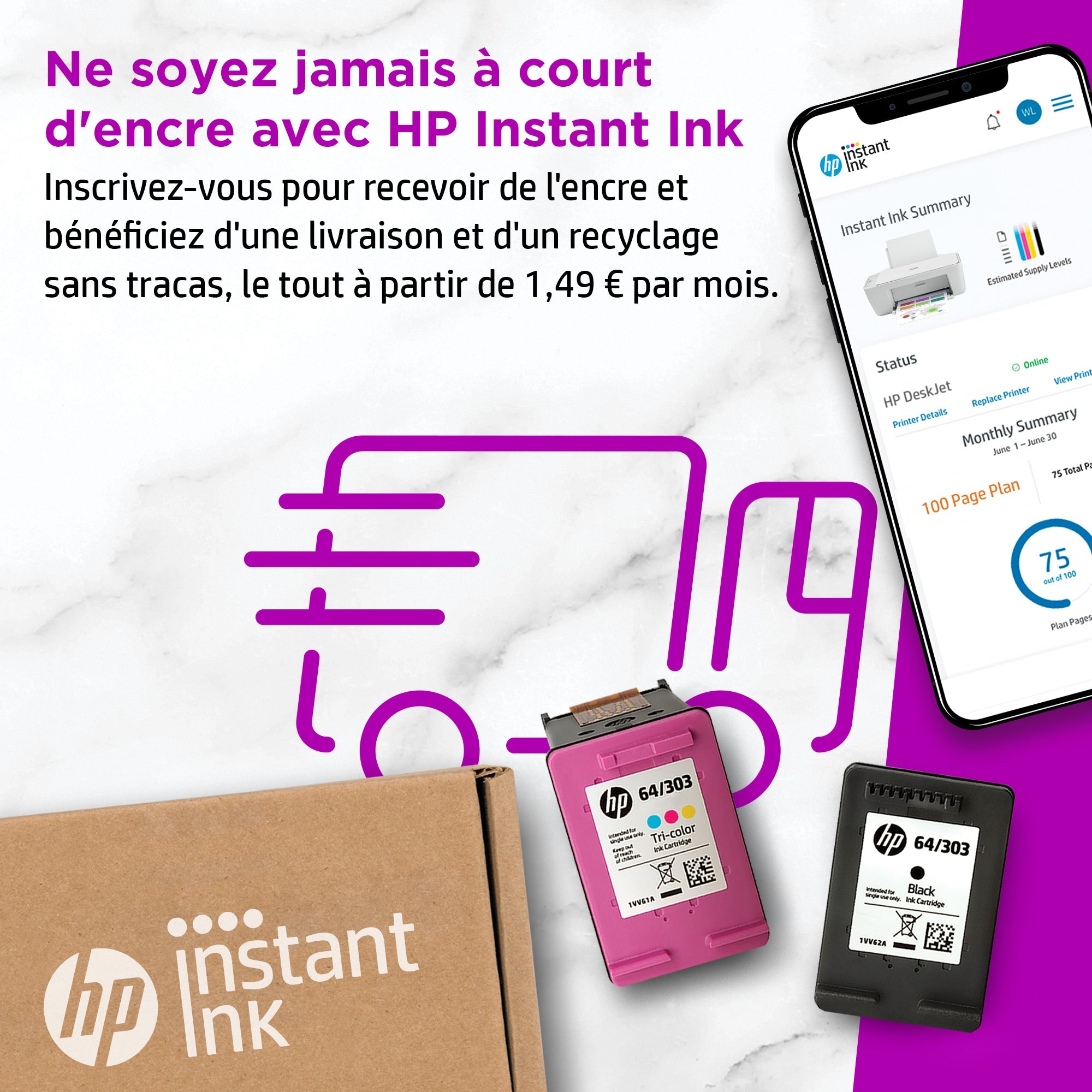 Imprimante tout-en-un HP DeskJet HP 2710e, couleur, imprimante pour la maison, impression, copie, numérisation, sans fil ; HP+ ; Convient pour HP Instant Ink ; Imprimer depuis un téléphone ou une tablette