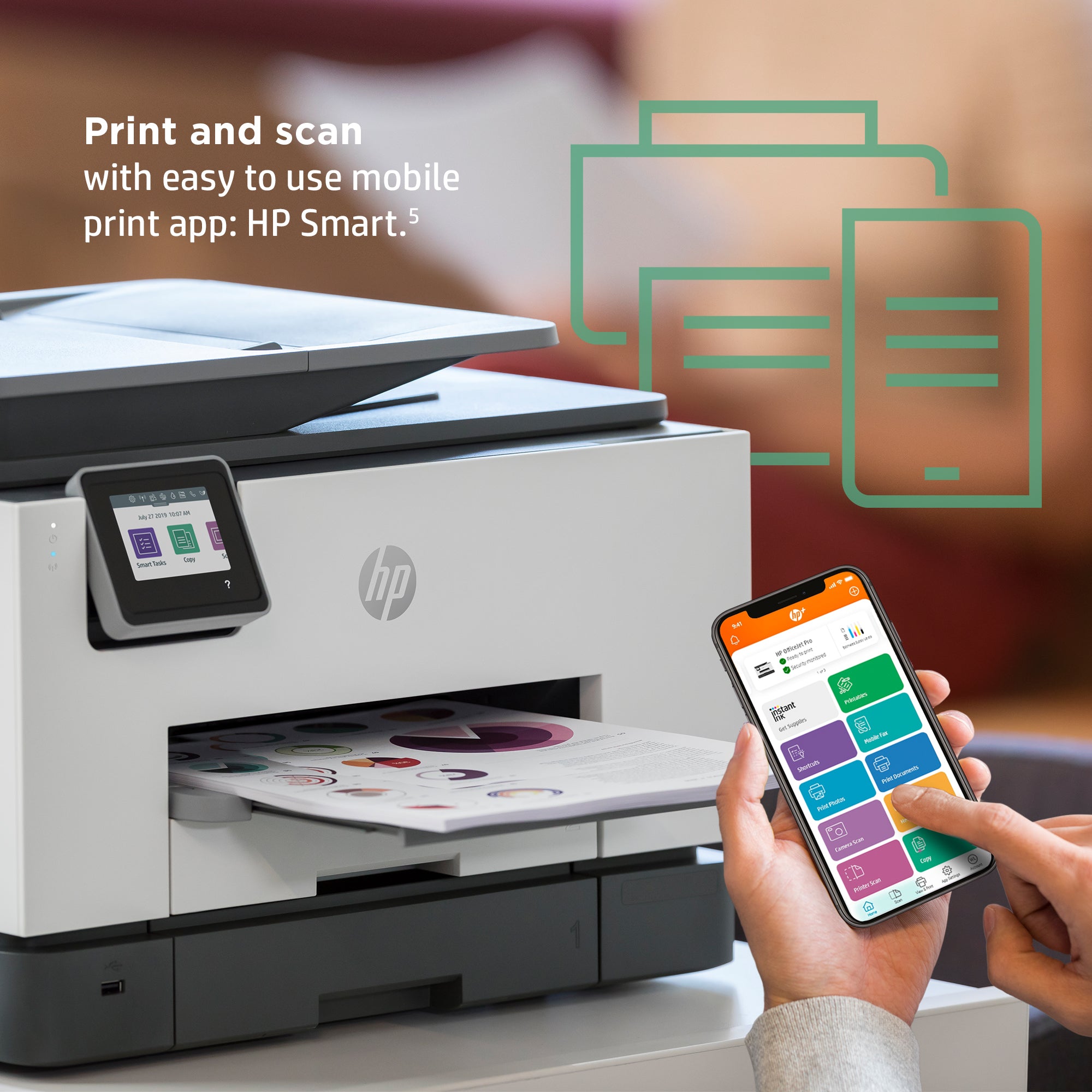 HP OfficeJet Pro 9022e Sans fil All-in-One Couleur Imprimante, Instant Ink; Impression recto-verso 226Y0B#629