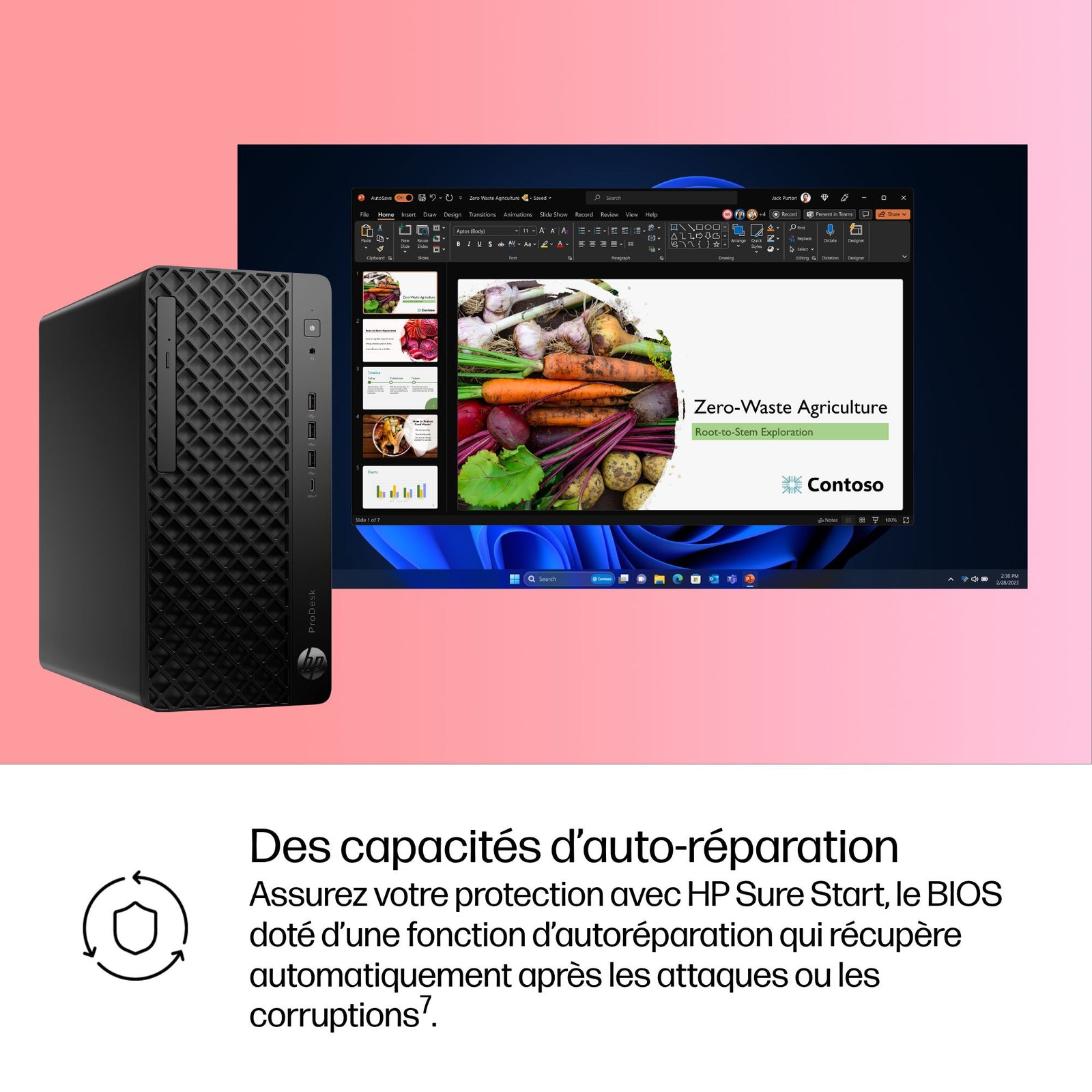 HP ProDesk 4 Tower G1i Desktop AI PC Intel Core Ultra 7 265 16 Go DDR5-SDRAM 512 Go SSD Windows 11 Pro Noir 9H7K7ET#ABF