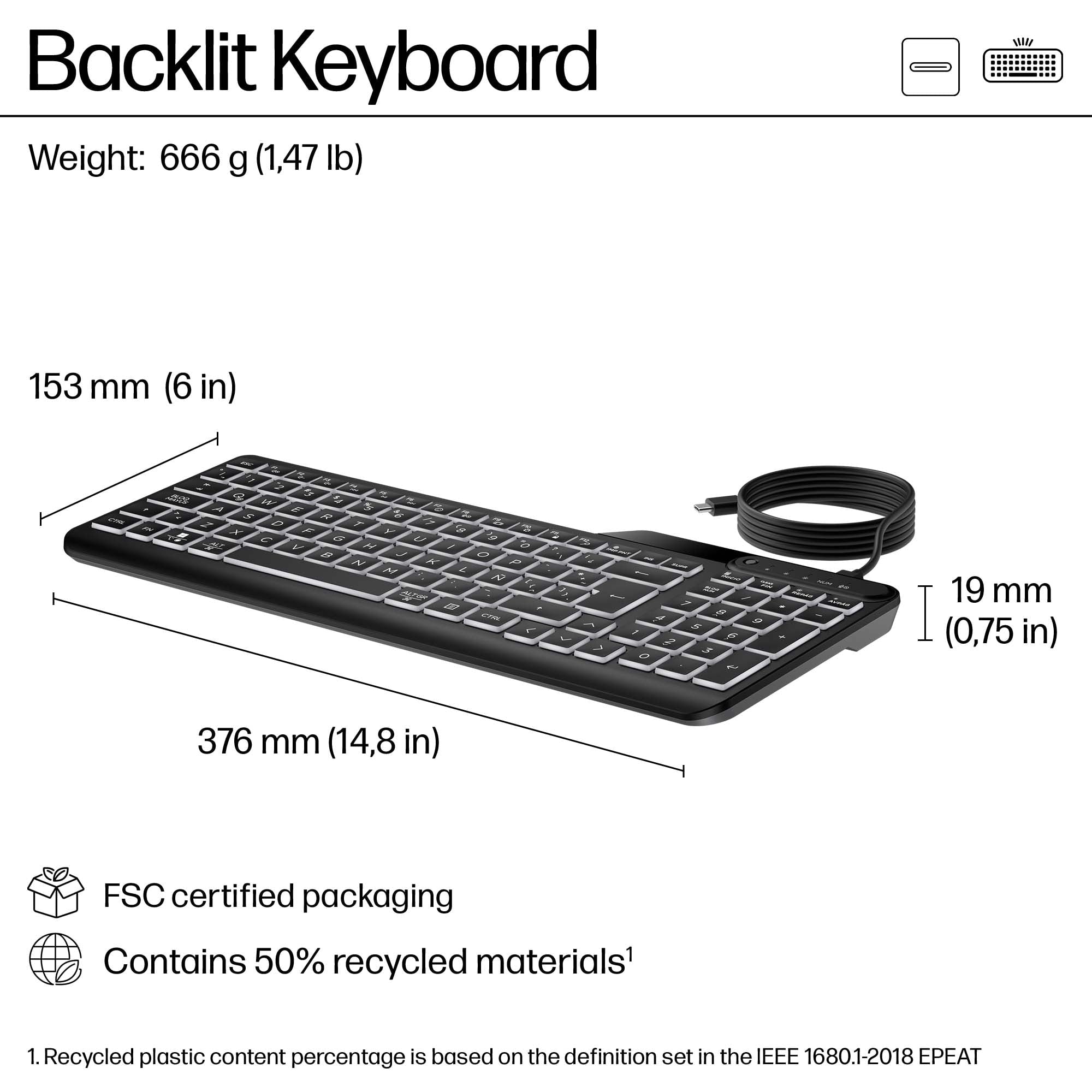 HP Clavier filaire rétroéclairé 400