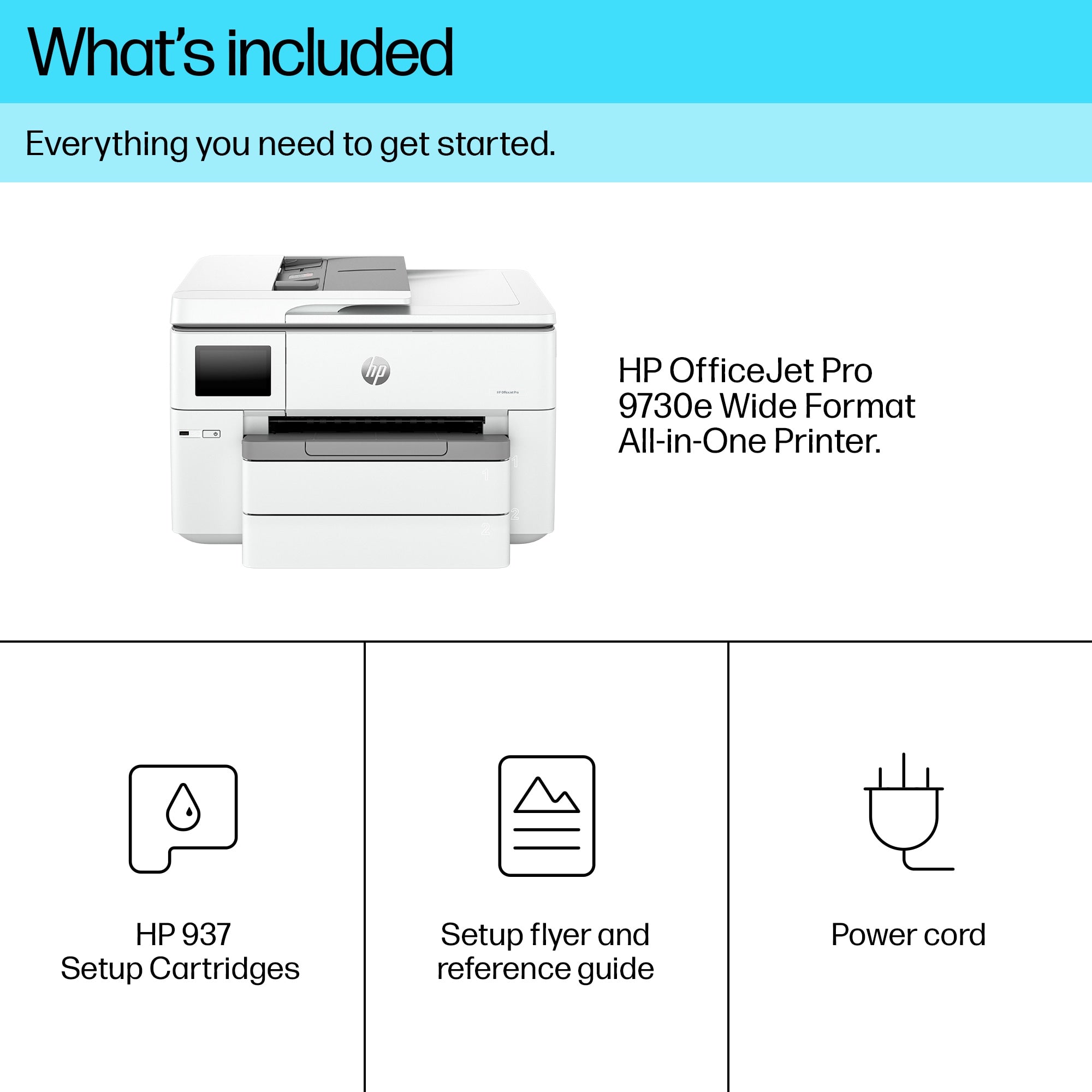 HP OfficeJet Pro 9730e Sans fil All-in-One Couleur Imprimante, Instant Ink; Impression recto-verso