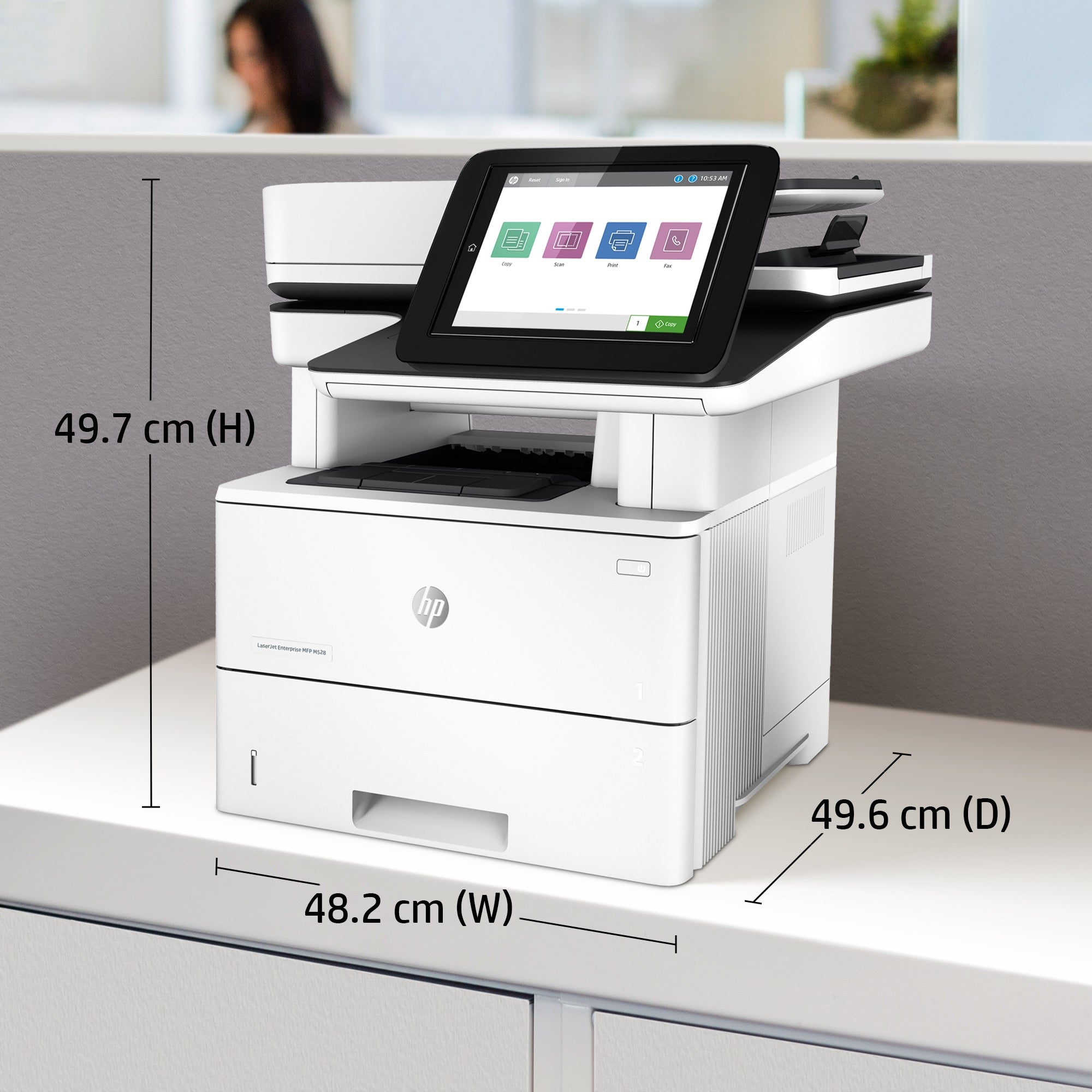 HP LaserJet Enterprise Imprimante multifonction M528dn, Black and white, Imprimante pour Impression, copie, numérisation et télécopie en option, Impression USB en façade; Numérisation vers e-mail; Impression recto-verso; Numérisation recto-verso