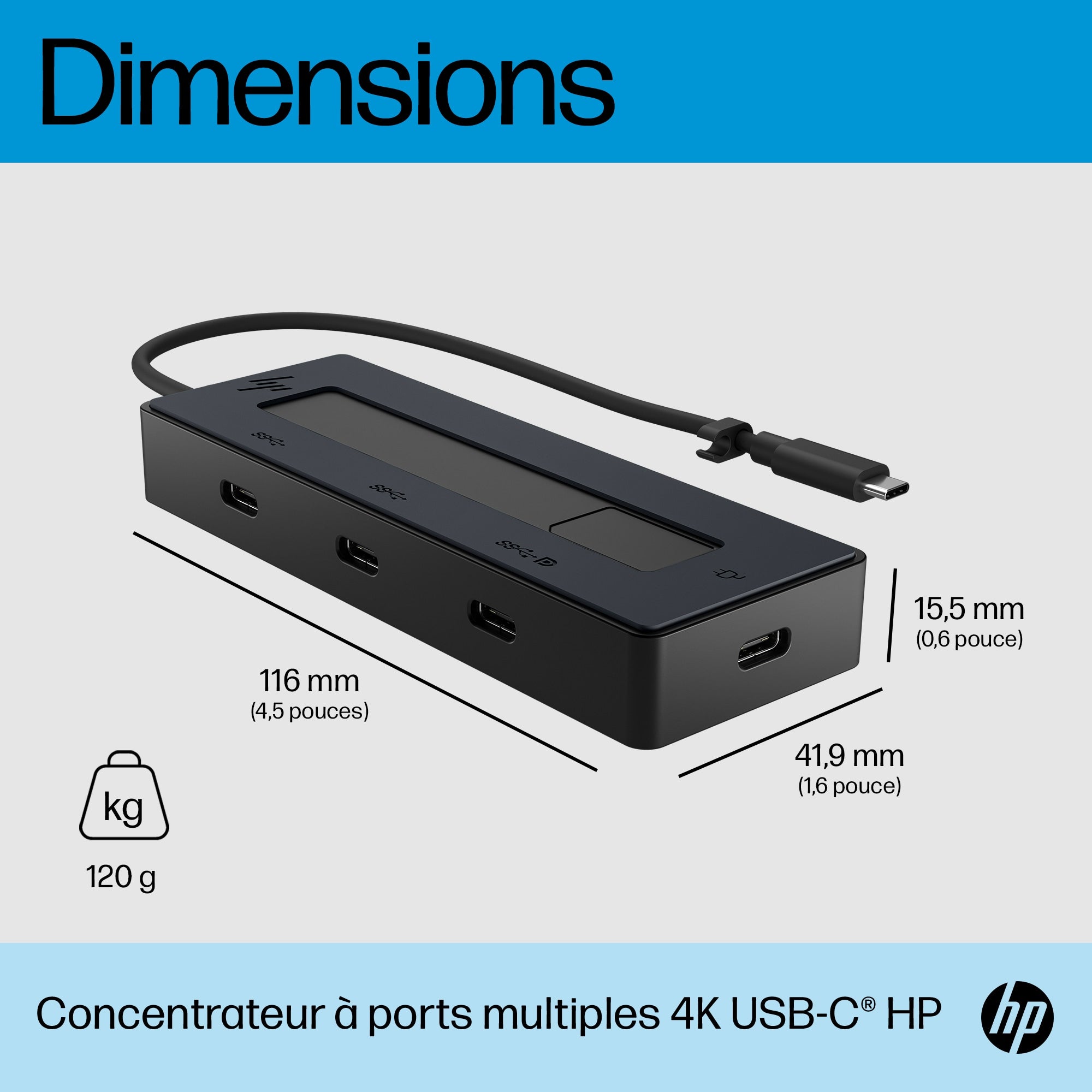 Concentrateur multiport USB-C HP 4K