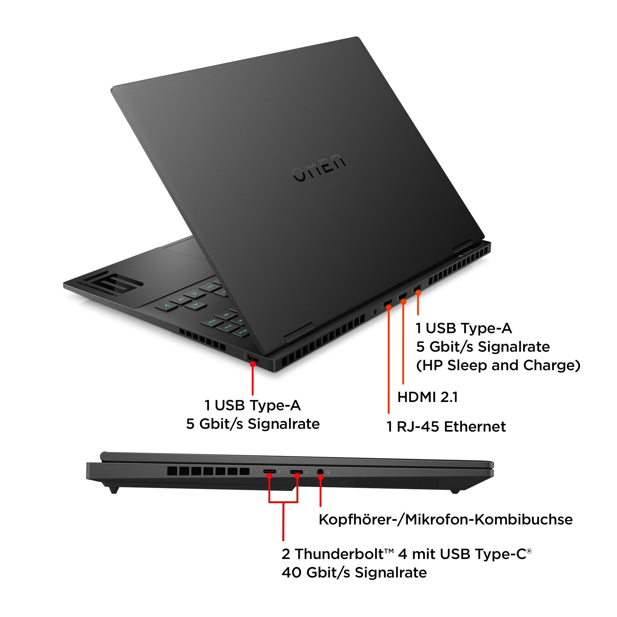 HP OMEN Omen Transcend 16, 16", Intel Core i9-13900HX, 32GB RAM, 1TB SSD, QWERTZ Keyboard (DE), 84S01EA#ABD