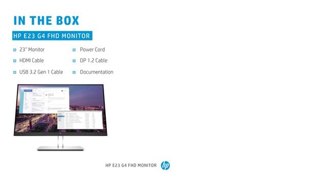 HP E-Series E23 G4 FHD Monitor écran plat de PC 58,4 cm (23") 1920 x 1080 pixels Full HD LCD Noir, Argent