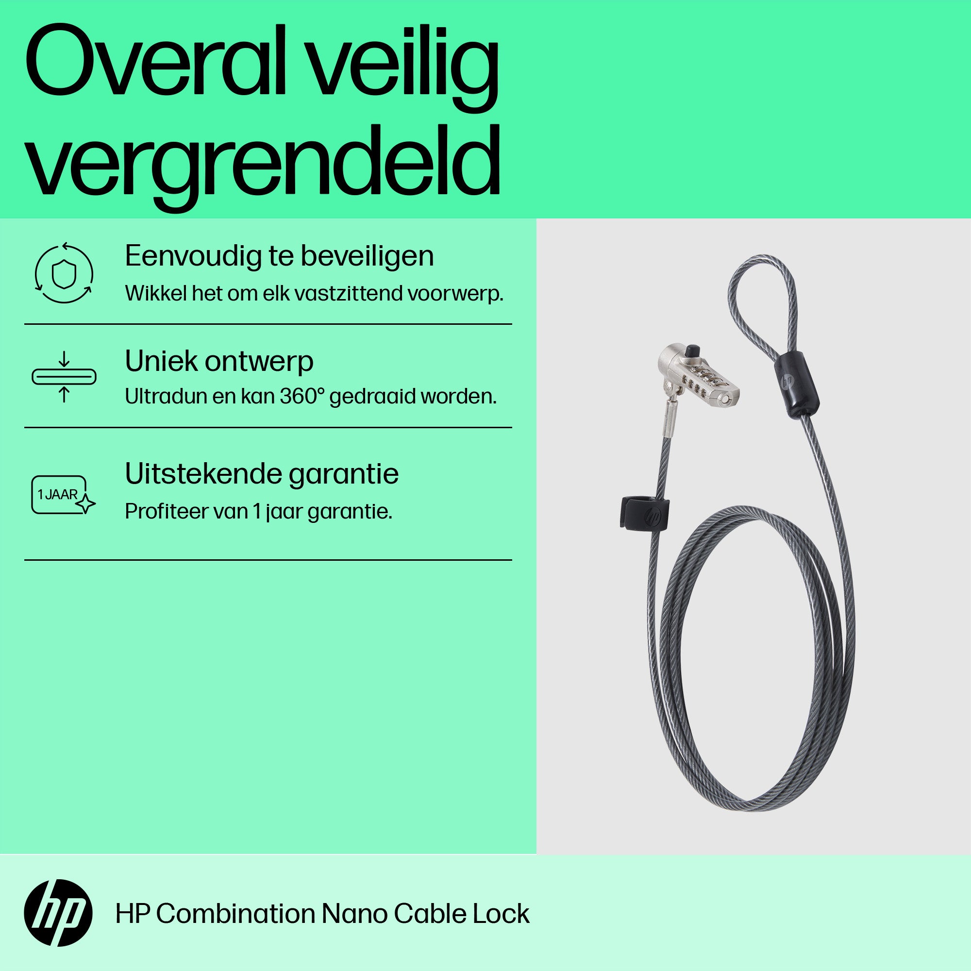 HP Nano Combination Cable Lock 63B28AA