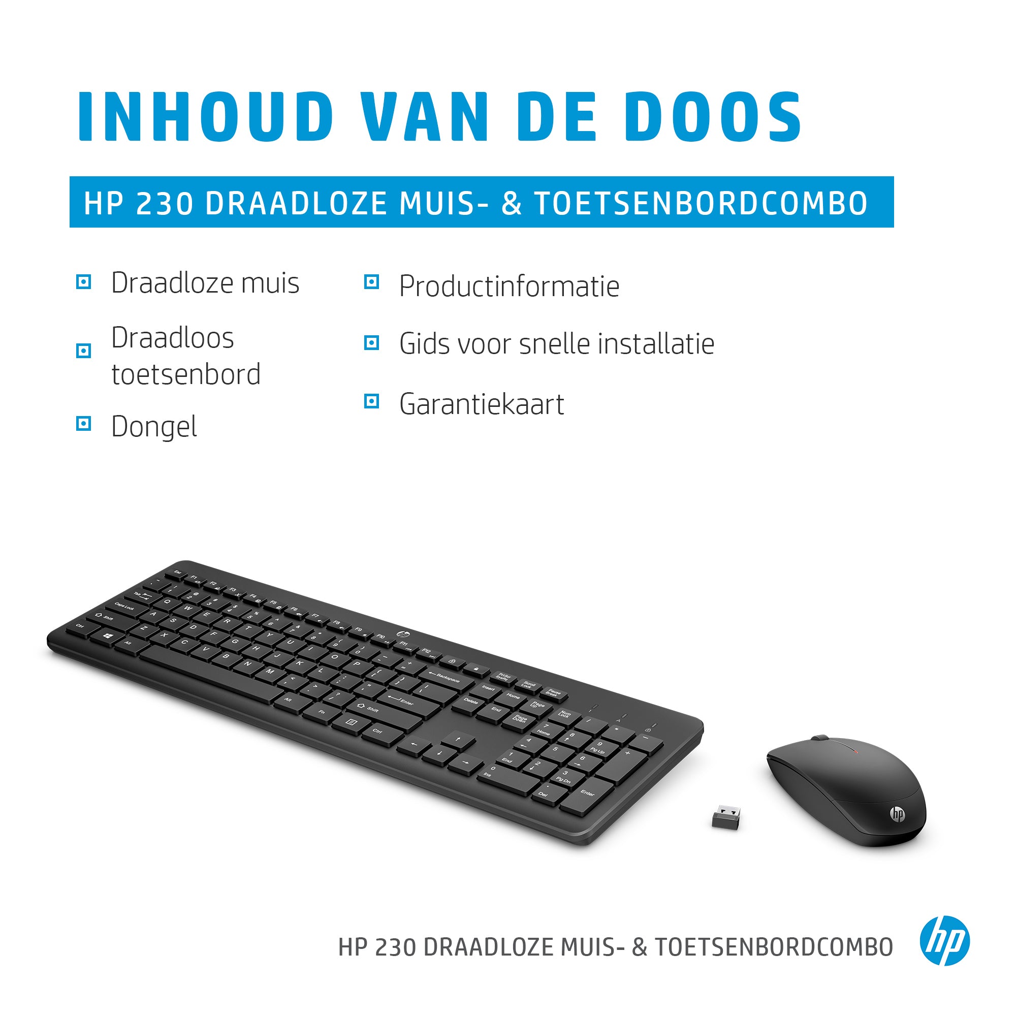 HP Ensemble clavier et souris sans fil 230 18H24AA#ABB