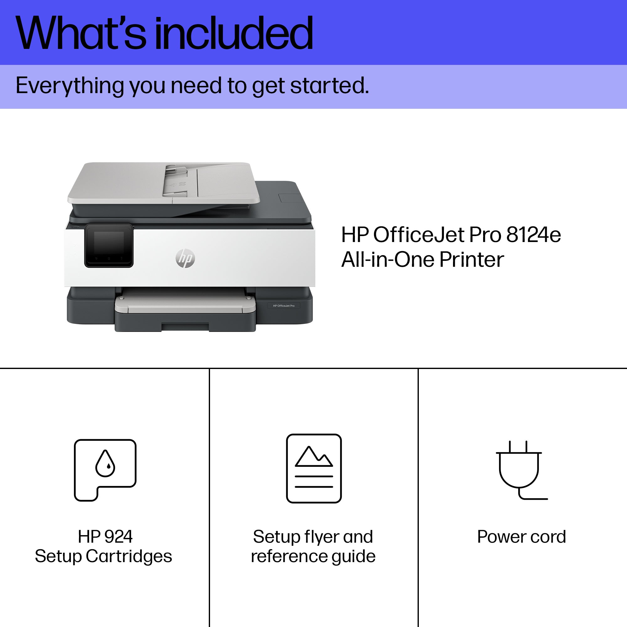 HP OfficeJet Pro 8124e Sans fil All-in-One Couleur Imprimante, Instant Ink; Impression recto-verso 405U7B#687