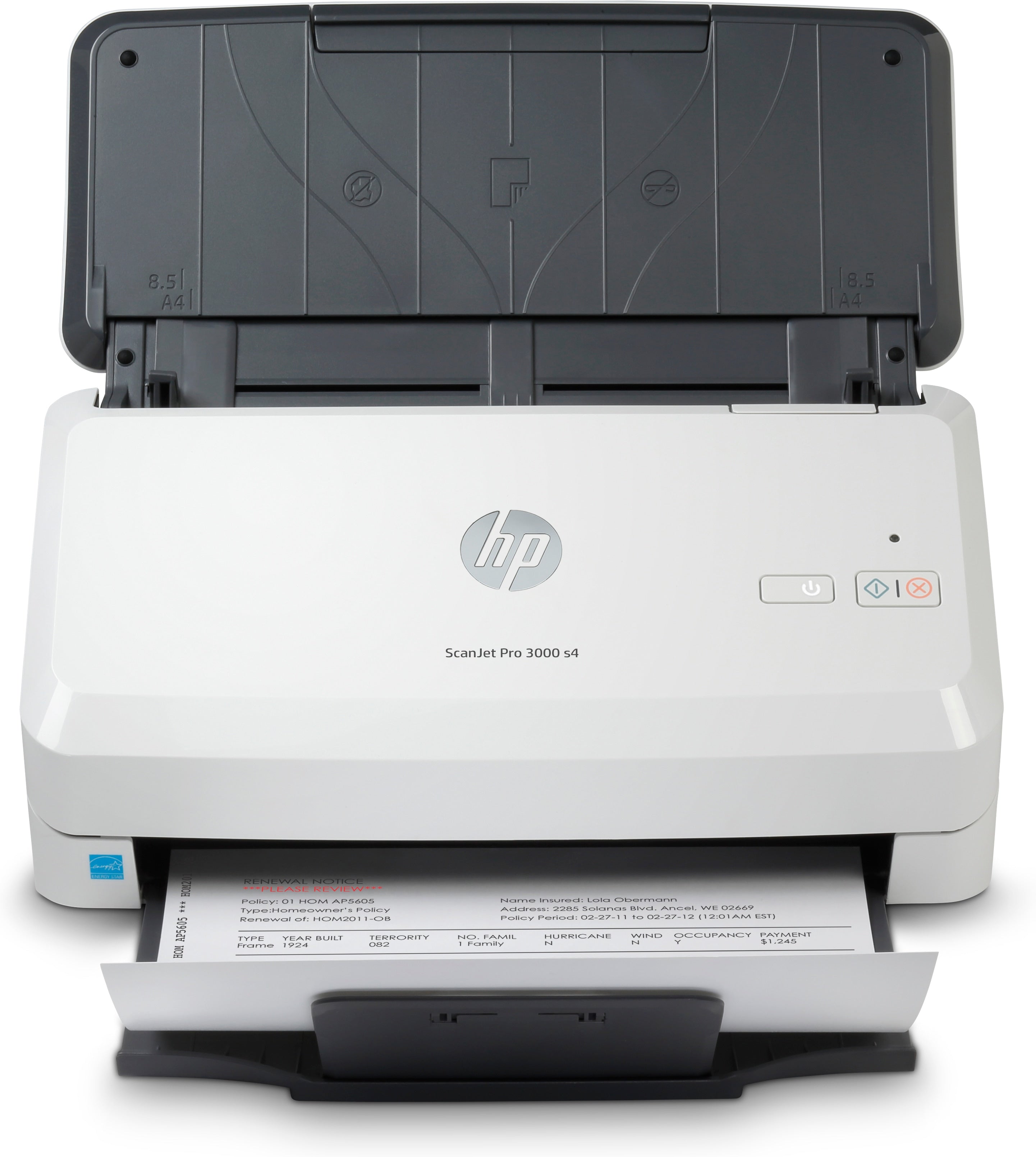 HP Scanjet Pro 3000 s4 Alimentation papier de scanner 600 x 600 DPI A4 Noir, Blanc