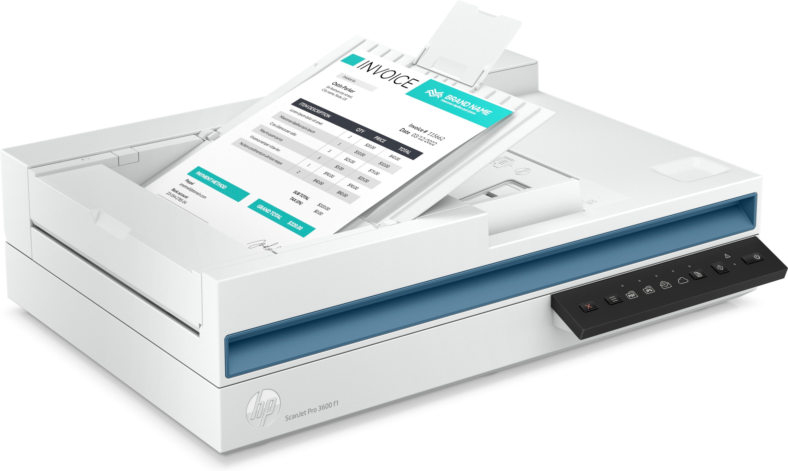 HP Scanjet Pro 3600 f1 Scanner à plat et chargeur automatique 1200 x 1200 DPI A4 Blanc