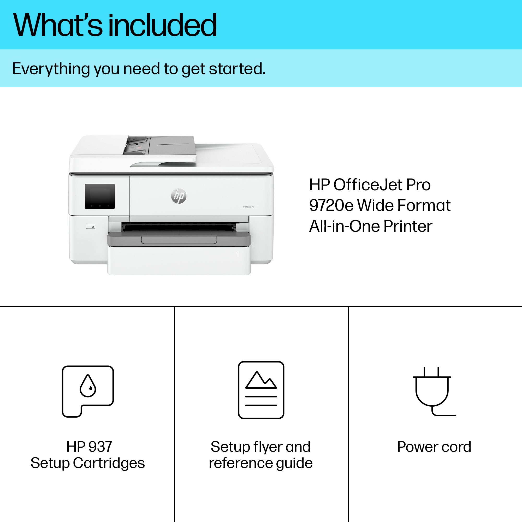 HP OfficeJet Pro 9720e Sans fil All-in-One Couleur Imprimante, Impression recto-verso; copieur, scanner 53N95B#629