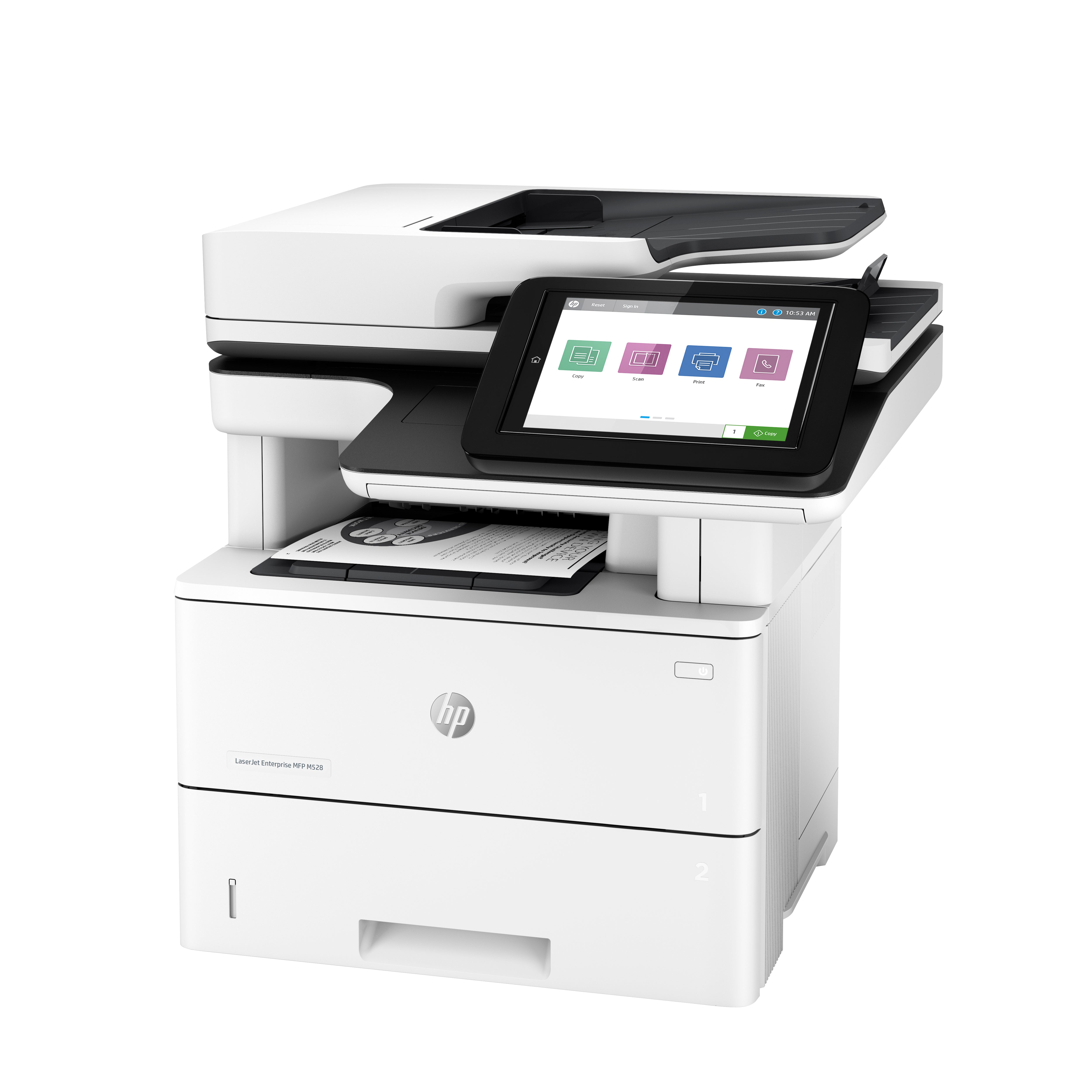 HP LaserJet Enterprise M528dn Sans fil Multifunction Noir et blanc Imprimante, Copieur, Scanner; Recto verso