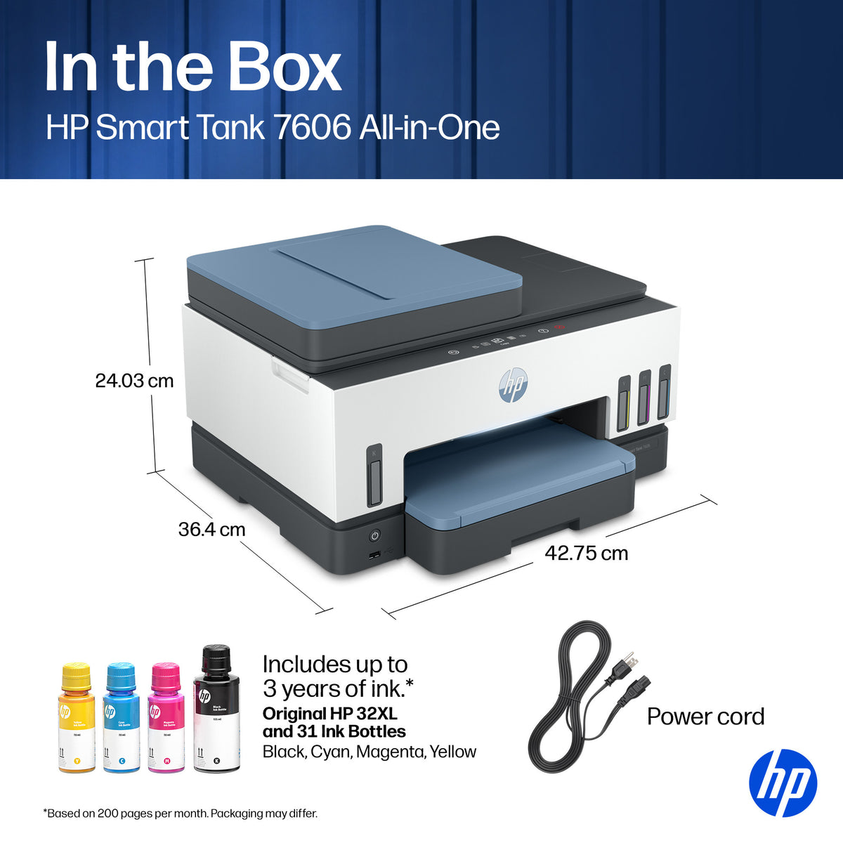 Imprimante tout-en-un HP Smart Tank 7606 avec écran tactile et connectivité sans fil