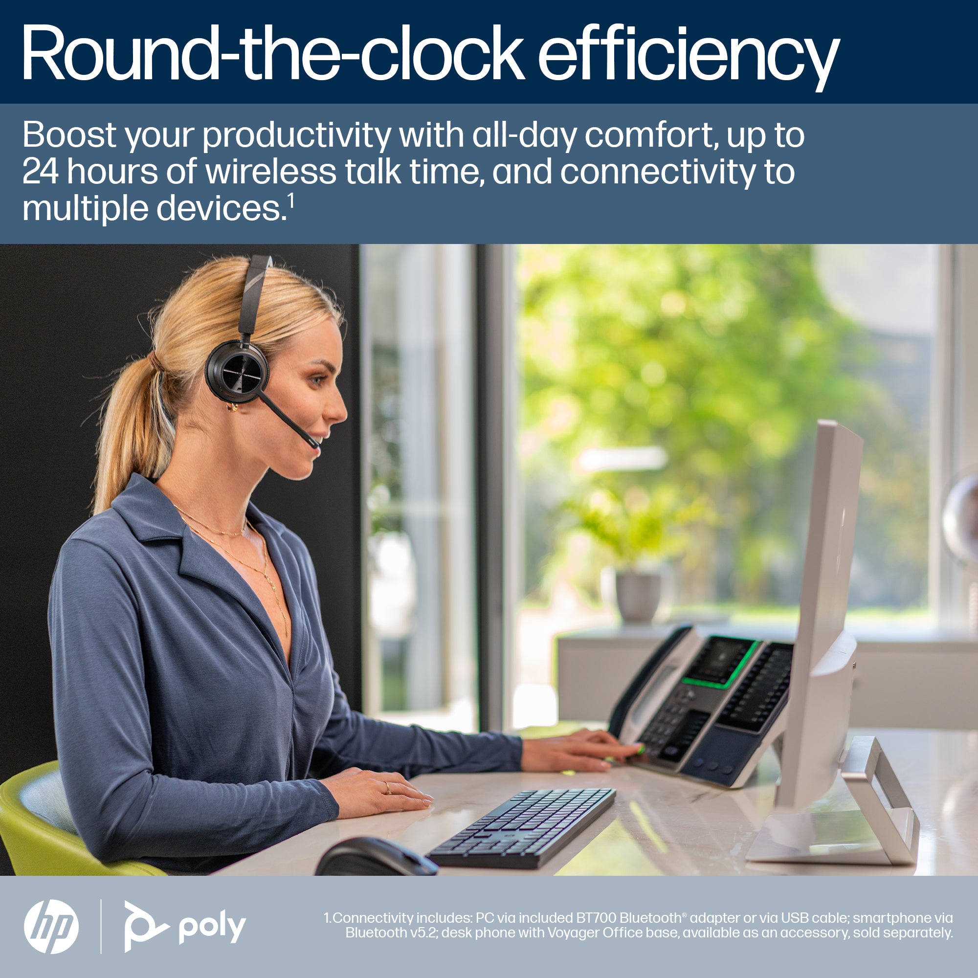 HP Poly Voyager 4310-M Microsoft Teams Certified USB-C Headset +BT700 dongle +Charging Stand 77Y97AA