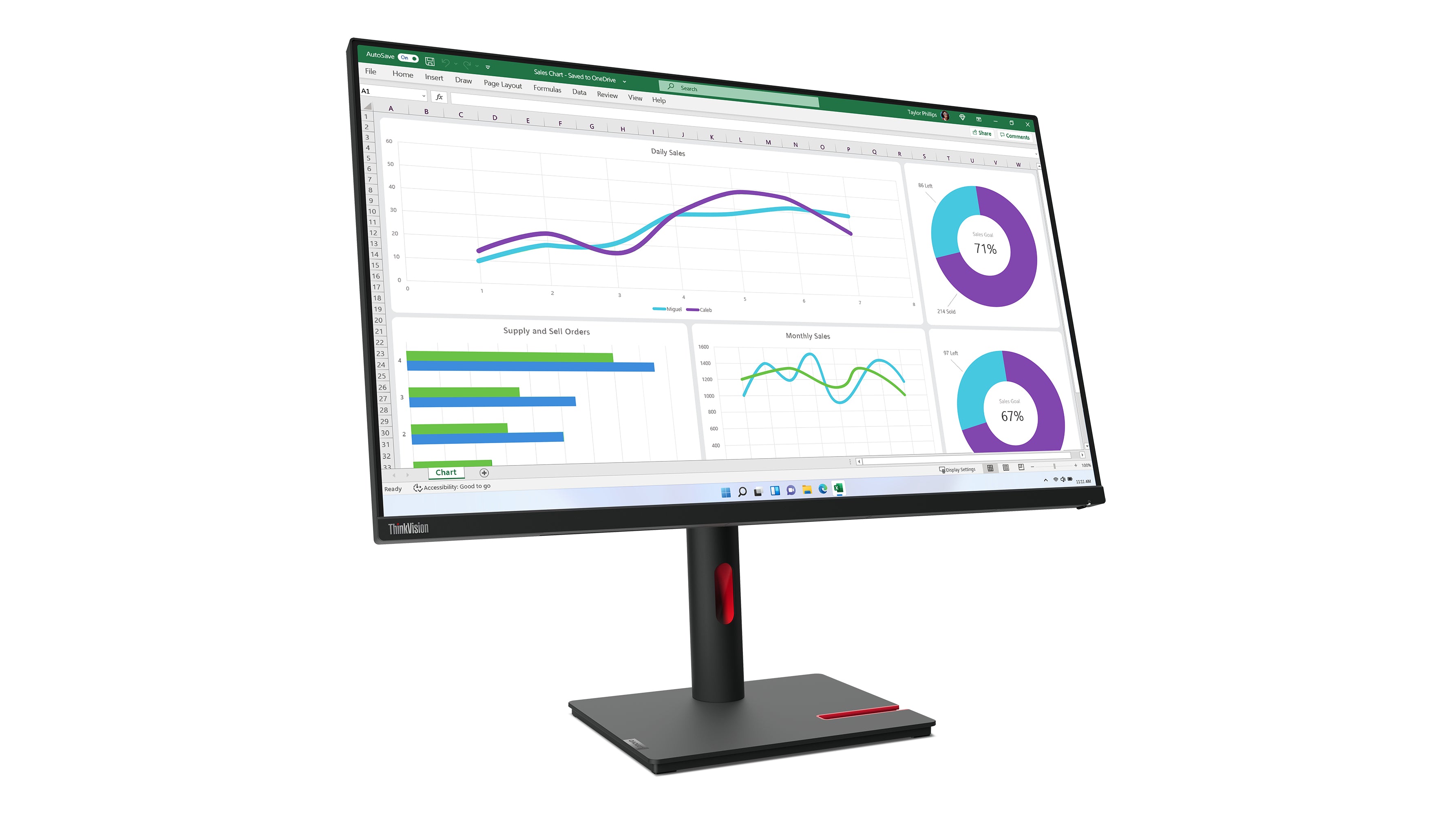 Lenovo ThinkVision T32h-30 LED display 80 cm (31.5") 2560 x 1440 pixels Quad HD Noir 63D3GAT1EU