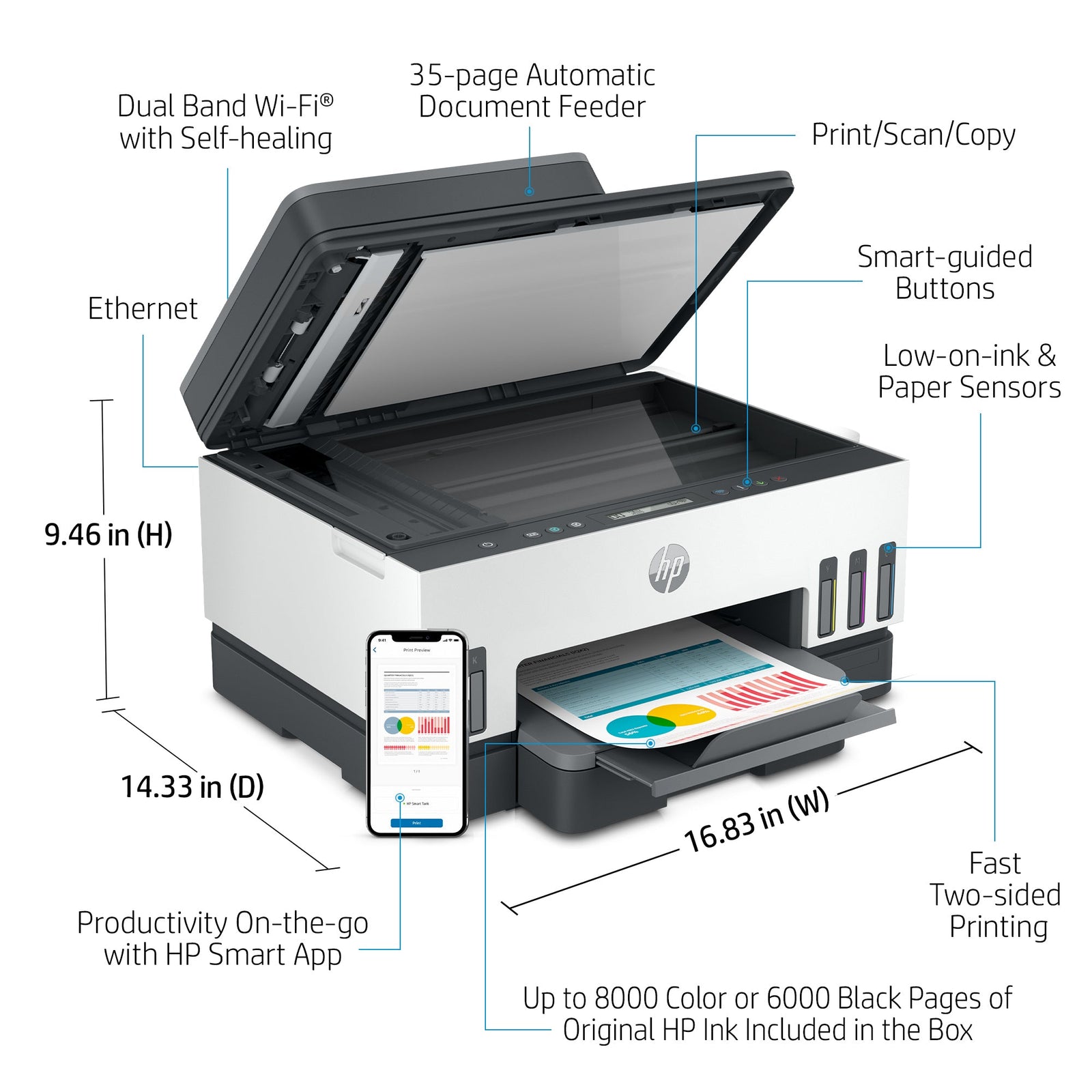 HP Smart Tank 7306 All-in-One Printer met 3 jaar inkt - Compridis