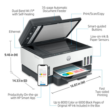HP Smart Tank 7306 All-in-One Printer met 3 jaar inkt - Compridis