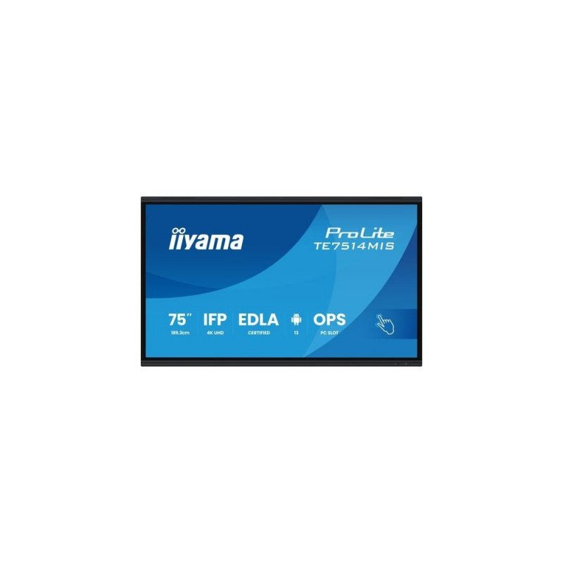 iiyama PROLITE TE7514MIS - B2AG Kiosk - ontwerp 190,5 cm (75") LCD Wifi 435 cd/m² 4K Ultra HD Zwart Touchscreen Type processor Android 24/7 TE7514MIS - B2AG - Compridis