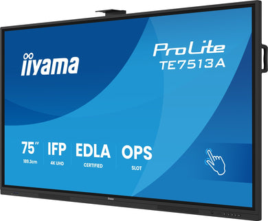 iiyama TE7513A-B1AG beeldkrant Interactief flatscreen 190,5 cm (75") Wifi 500 cd/m² 4K Ultra HD Zwart Touchscreen Type processor Android 18/7 TE7513A-B1AG - Compridis