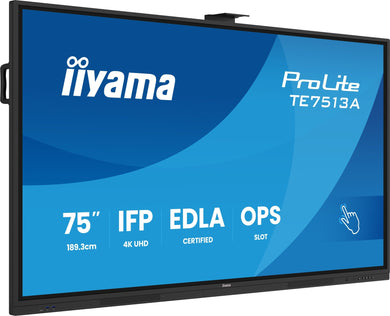 iiyama TE7513A-B1AG beeldkrant Interactief flatscreen 190,5 cm (75") Wifi 500 cd/m² 4K Ultra HD Zwart Touchscreen Type processor Android 18/7 TE7513A-B1AG - Compridis