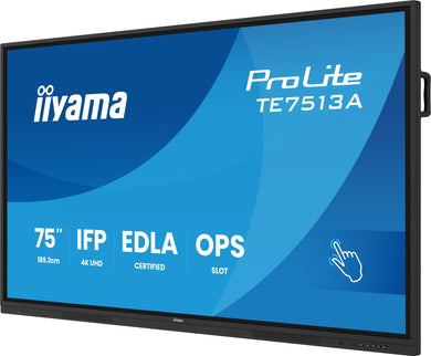 iiyama TE7513A-B1AG beeldkrant Interactief flatscreen 190,5 cm (75") Wifi 500 cd/m² 4K Ultra HD Zwart Touchscreen Type processor Android 18/7 TE7513A-B1AG - Compridis