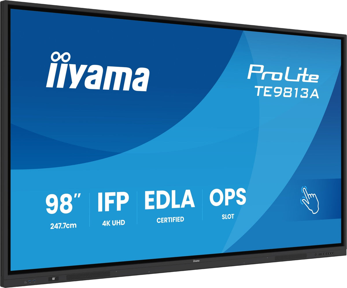 iiyama TE9813A-B2AG beeldkrant Kiosk-ontwerp 2,48 m (97.5") Wifi 500 cd/m² 4K Ultra HD Zwart Touchscreen Type processor Android 24/7 TE9813A-B2AG - Compridis