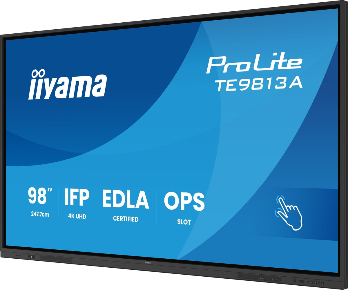 iiyama TE9813A-B2AG beeldkrant Kiosk-ontwerp 2,48 m (97.5") Wifi 500 cd/m² 4K Ultra HD Zwart Touchscreen Type processor Android 24/7 TE9813A-B2AG - Compridis