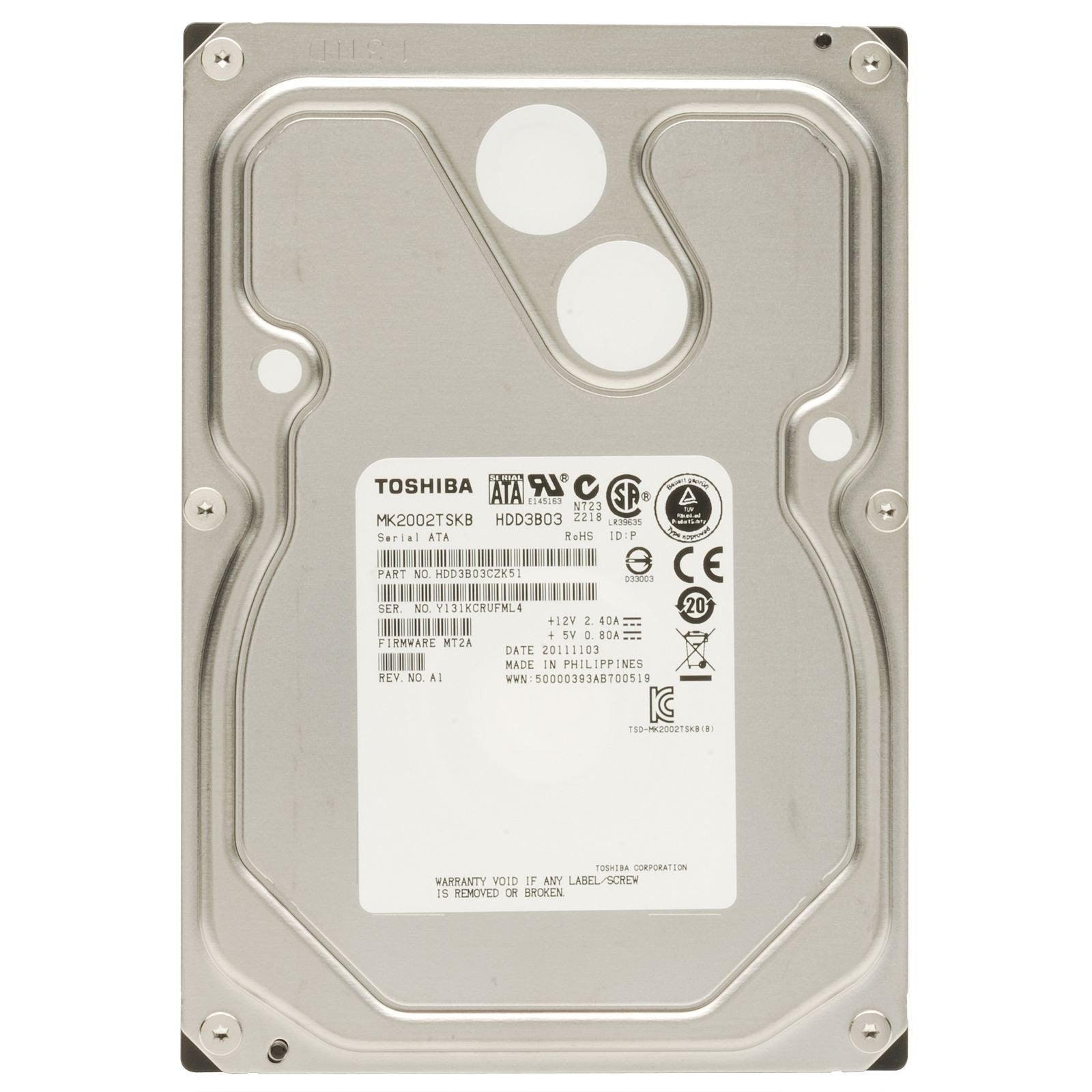 TOSHIBA MK2002TSKB 2 To HDD3B03CZK51