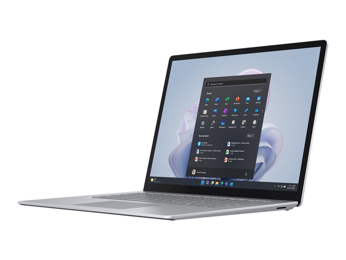 Microsoft Surface Laptop 5 Intel® Core™ i7 i7-1265U Ordinateur portable 38,1 cm (15") Écran tactile 16 Go LPDDR5x-SDRAM 512 Go SSD Wi-Fi 6 (802.11ax) Windows 11 Pro Anglais britannique Platine