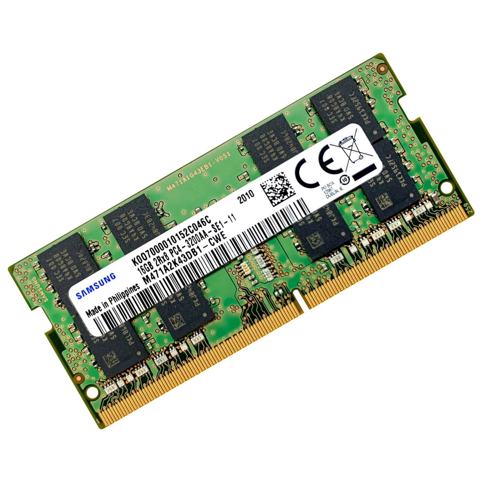 SAMSUNG SODIMM 16 Go DDR4 3200 MHz PC4-25600 1,2 V 2RX8 260 broches M471A2K43DB1-CWE 
