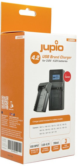 Jupio USB Brand Charger for Canon 3.6V-4.2V batteries LCA0034